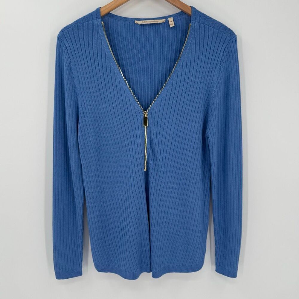 Soft Surroundings Soft Essential Ribbed Valentina Sweater Blue Bonnet Medium